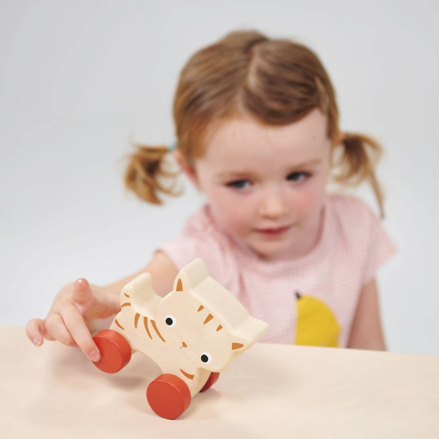 Wooden Toy Kitten On Wheels For Kids