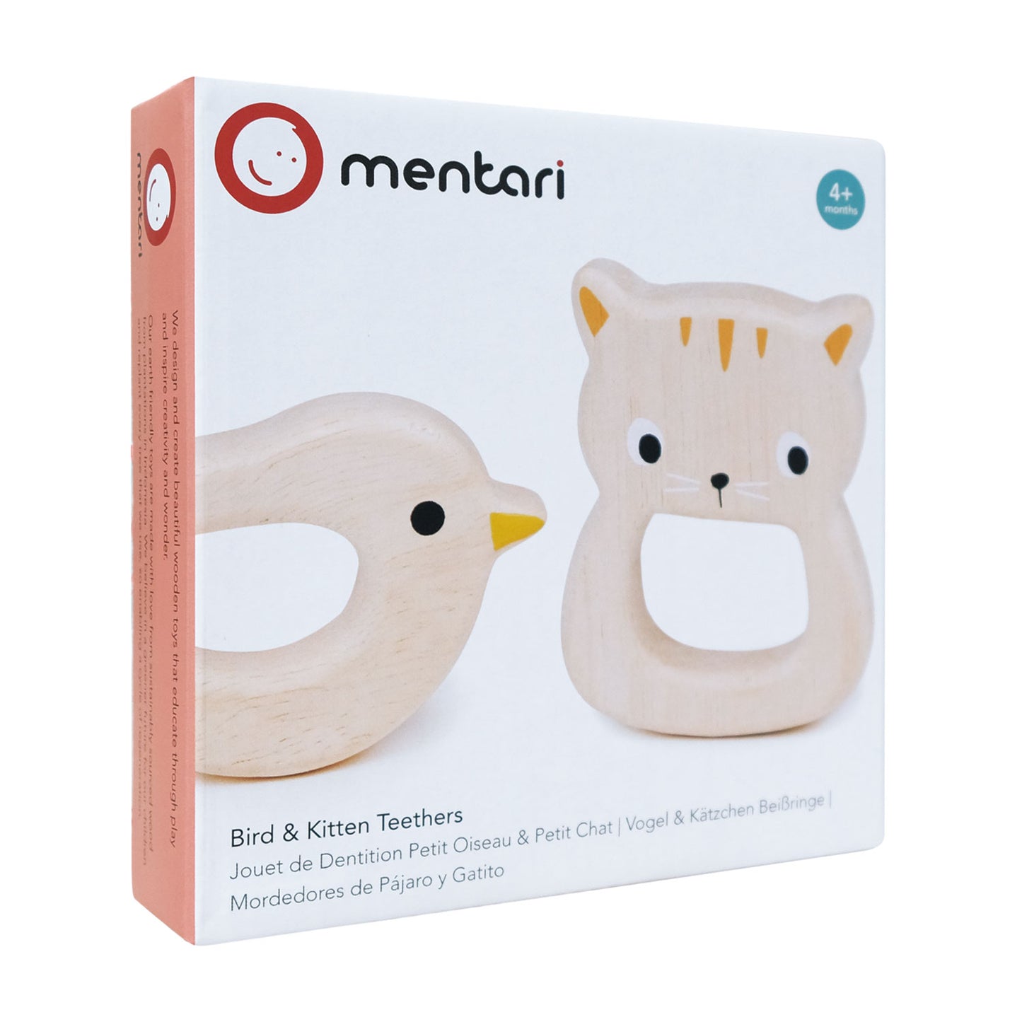 Wooden Bird & Kitten Teether Set