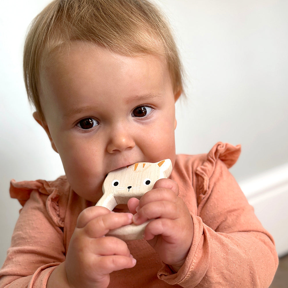 Wooden Bird & Kitten Teether Set
