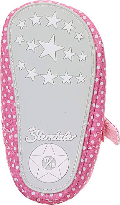 Pink Sterntaler ballerina baby shoes with polkadot print