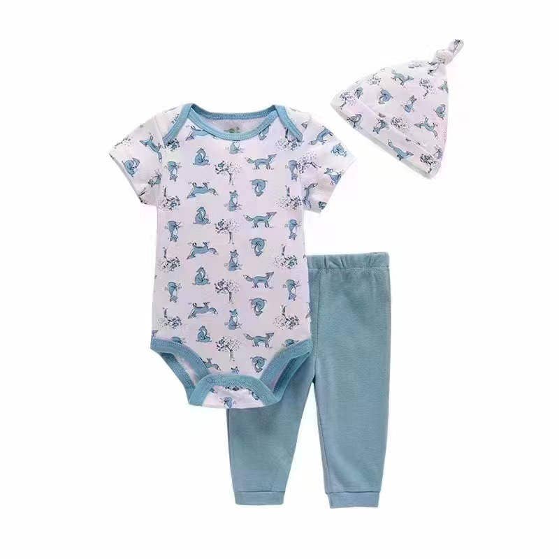 Morning Fox Short-sleeved Bodysuit Three-piece Set