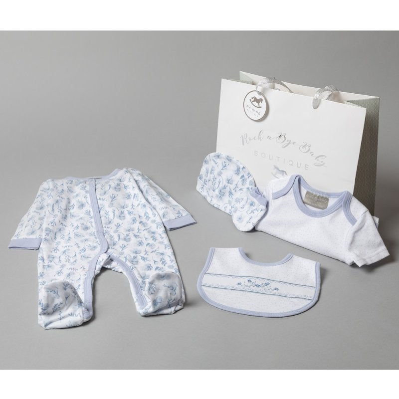 Blue Floral Baby Girls 5 Piece Sleepsuit set