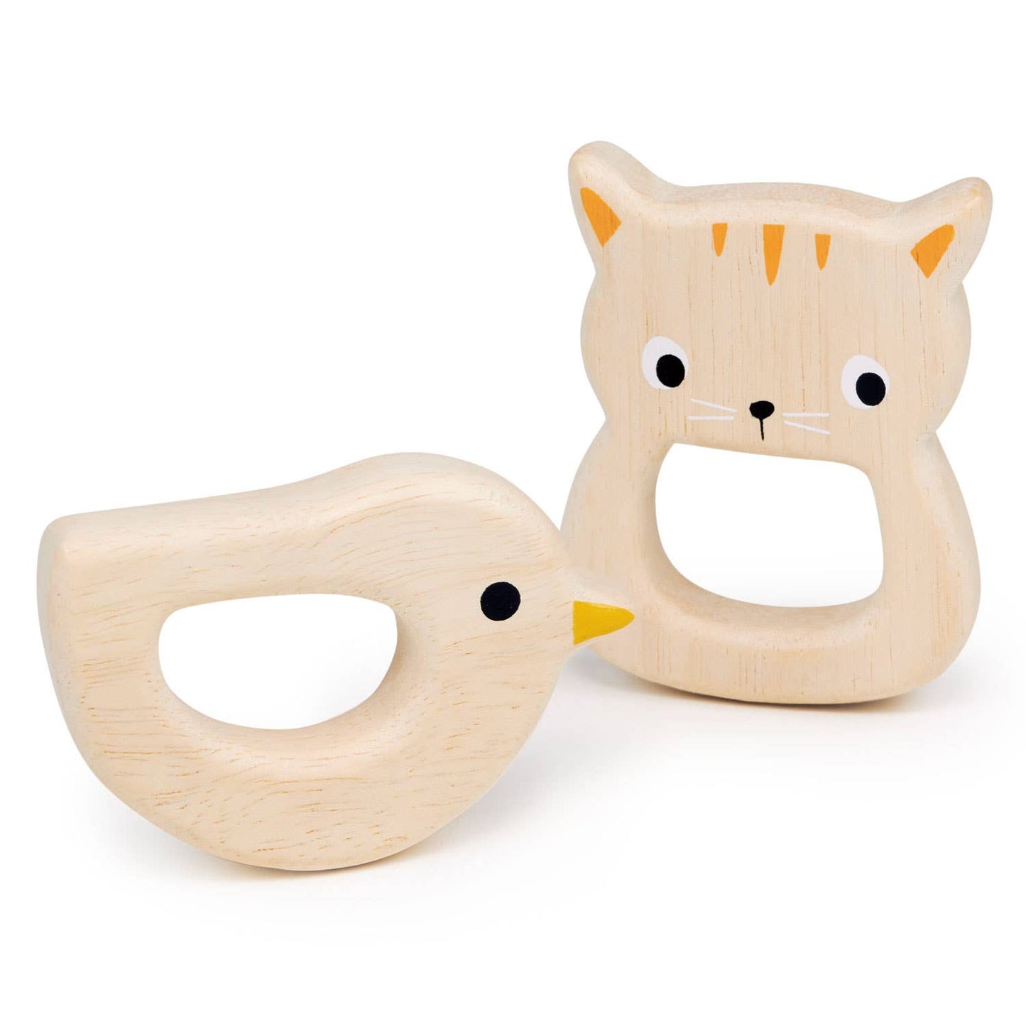 Wooden Bird & Kitten Teether Set