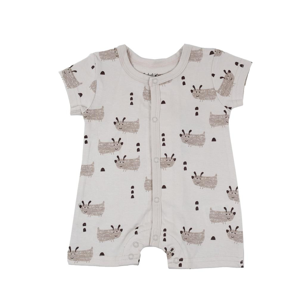 Organic Shortie Baby Romper - Puppy